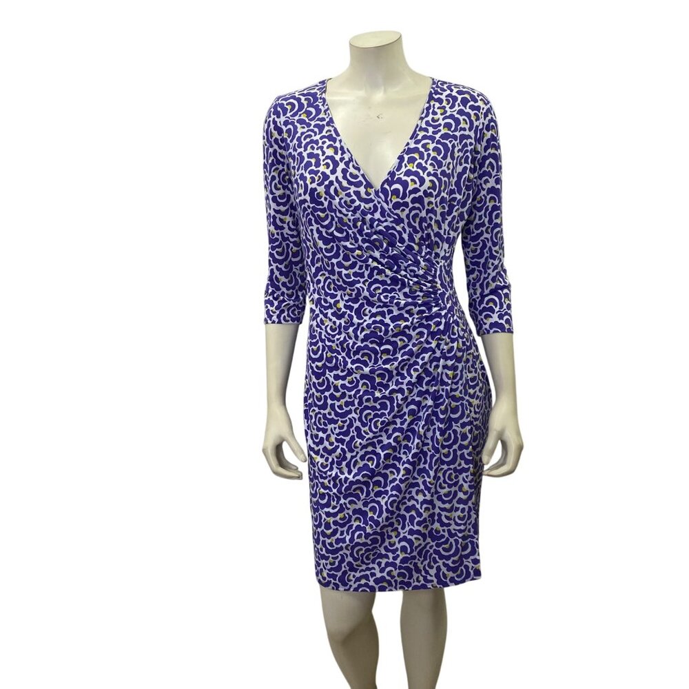 Laundry By Design Purple & White Wrap Dress 3/4 Sleeves Size10‎ - Picture 3 of 9